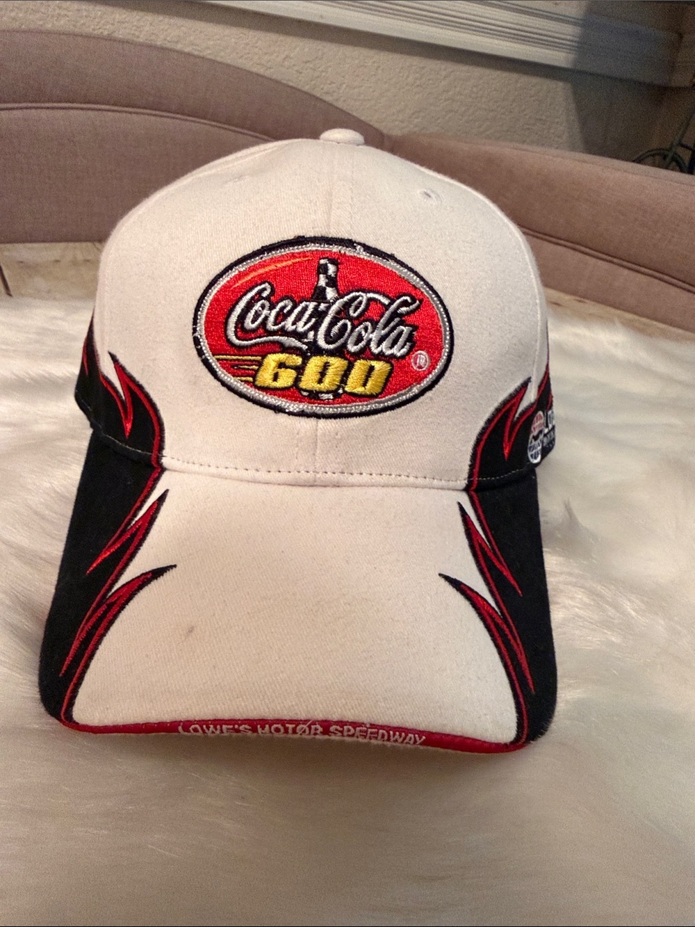 Coca-Cola Lowes 600 2005 Embroidered White & Black Cap with Red Accents